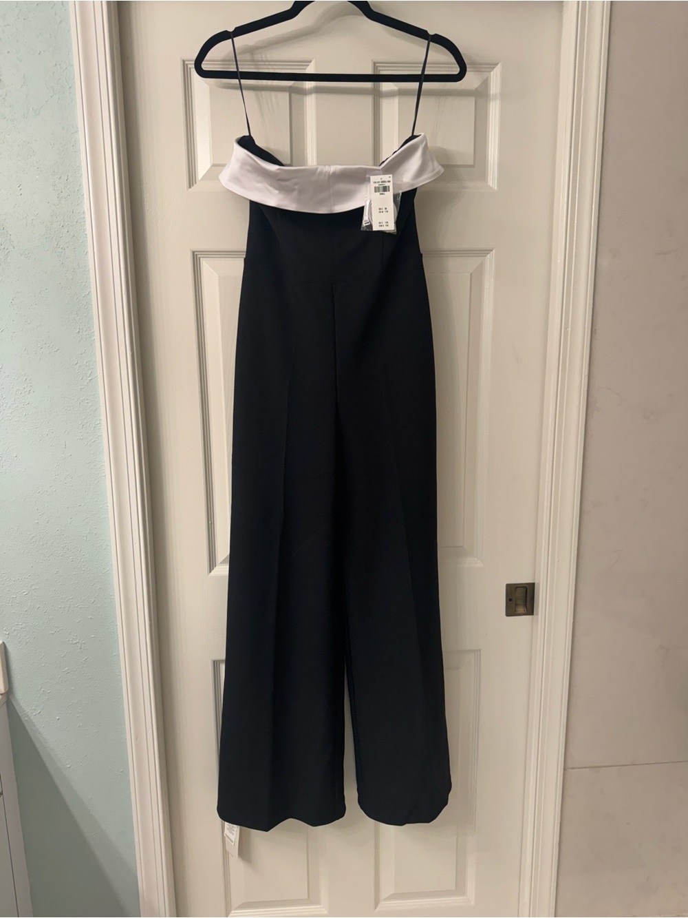 Strapless Black & White Wide-Leg Jumpsuit